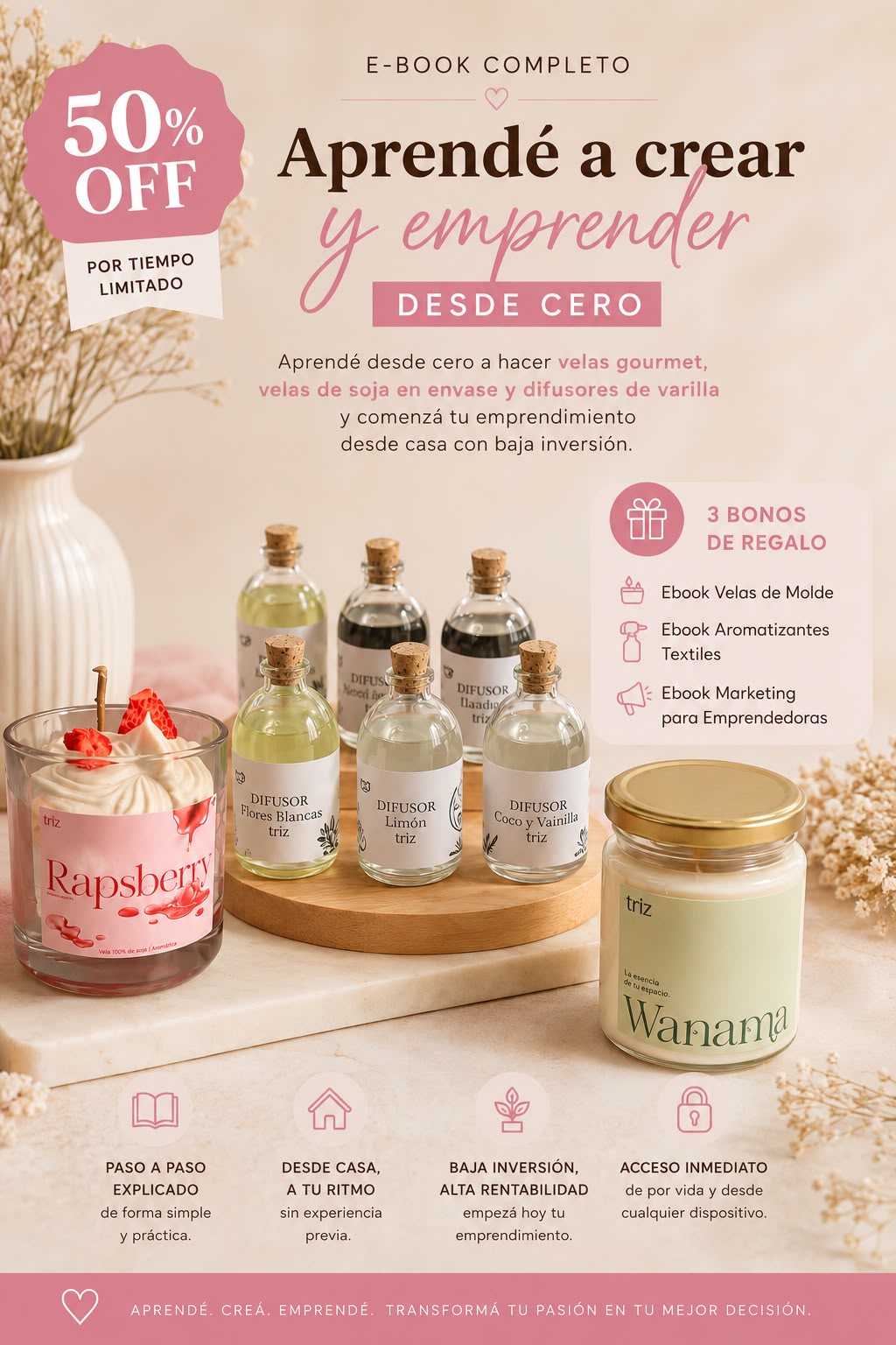 Ebook velas & aromas desde cero + 3 Bonos